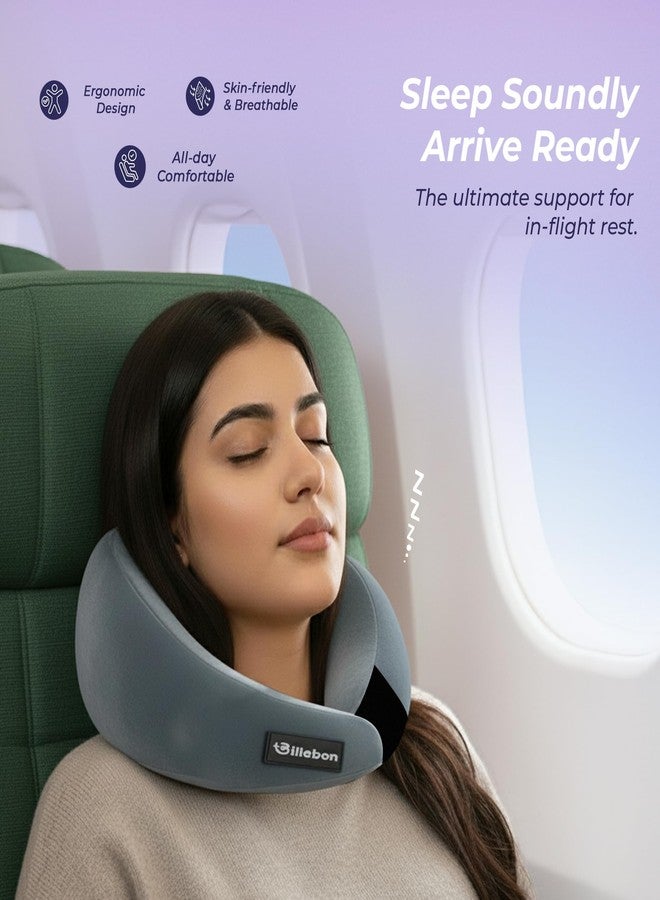 Billebon Gel Infused Memory Foam Neck Pillow, Travel Pillow with Adjustable Velcro Straps, Neck Pillow for Travelling & Flight Travel, Ergonomic Support for Comfort & Pain Relief(Grey Combo) - Image 5